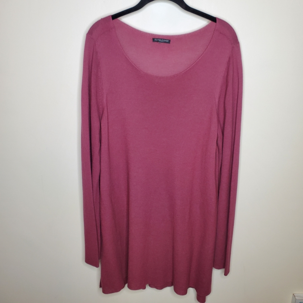 Eileen Fisher Woman Tencel Lyocell Oversize Pullover Lightweight Sweater